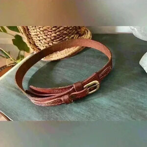 TRIPLE K leather belt. 53A Brass Buckle Rope pattern in leather.